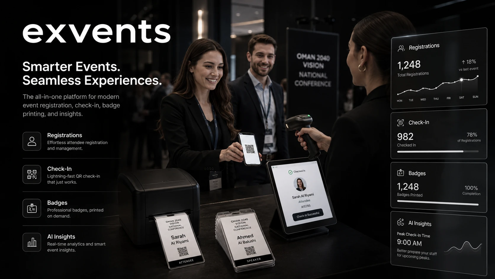 Conference attendee checking in with EXVENTS